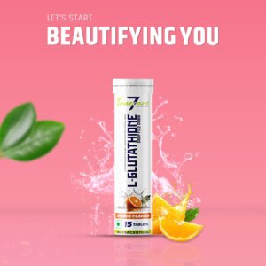 L-Glutathione Reduced Effervescent Tablets 500mg with NAC, Vitamin C, Hyaluronic Acid, Astaxanthin & Zinc | Skin Glow, Detox & Antioxidant Support | Orange Flavour | 15 Tablets